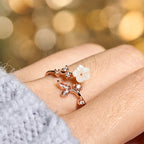 Fortune Jewel White Flower Design Adjustable Healing Copper Ring - Fortune Jewel
