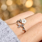 Fortune Jewel White Flower Design Adjustable Healing Copper Ring - Fortune Jewel