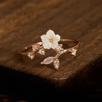 Fortune Jewel White Flower Design Adjustable Healing Copper Ring - Fortune Jewel