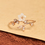 Fortune Jewel White Flower Design Adjustable Healing Copper Ring - Fortune Jewel