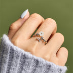 Fortune Jewel White Flower Design Adjustable Healing Copper Ring - Fortune Jewel