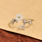 Fortune Jewel White Flower Design Adjustable Healing Copper Ring - Fortune Jewel