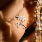 Fortune Jewel 925 Sterling Silver White Flower Design Adjustable Blessing Ring - Fortune Jewel