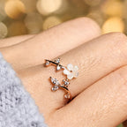 Fortune Jewel 925 Sterling Silver White Flower Design Adjustable Blessing Ring - Fortune Jewel