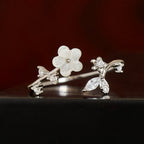 Fortune Jewel 925 Sterling Silver White Flower Design Adjustable Blessing Ring - Fortune Jewel