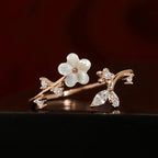 Fortune Jewel 925 Sterling Silver White Flower Design Adjustable Blessing Ring - Fortune Jewel