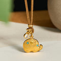 Fortune Jewel 24k Gold Plated Brass Elephant Symbol Braided Cord Strength Necklace Pendant - Fortune Jewel