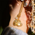 Fortune Jewel 24k Gold Plated Brass Elephant Symbol Braided Cord Strength Necklace Pendant - Fortune Jewel