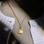 Fortune Jewel "May Strength Be With You" 24k Gold Plated Brass Elephant Necklace Includes Gift Message Card