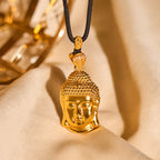 Fortune Jewel 24k Gold Plated Brass Buddha Symbol Braided Cord Serenity Necklace Pendant - Fortune Jewel