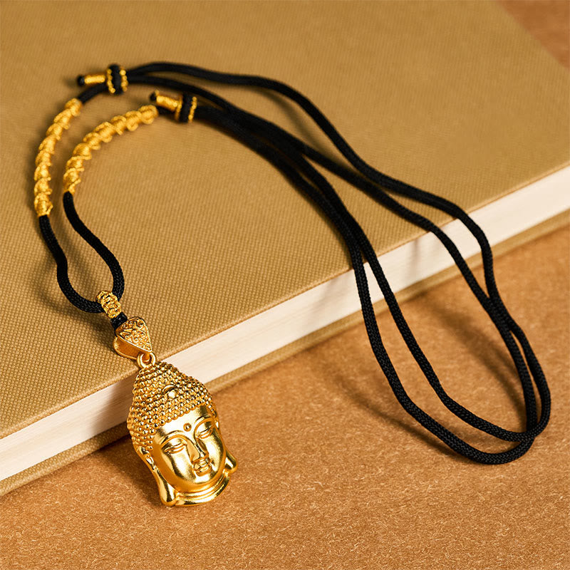 Fortune Jewel 24k Gold Plated Brass Buddha Symbol Braided Cord Serenity Necklace Pendant - Fortune Jewel