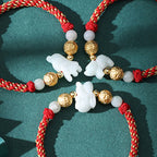 Fortune Jewel Chinese Zodiac Jade Silver Beads Year Of The Horse Red String Luck Bracelet - Fortune Jewel