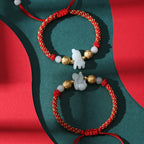 Fortune Jewel Chinese Zodiac Jade Silver Beads Year Of The Horse Red String Luck Bracelet - Fortune Jewel