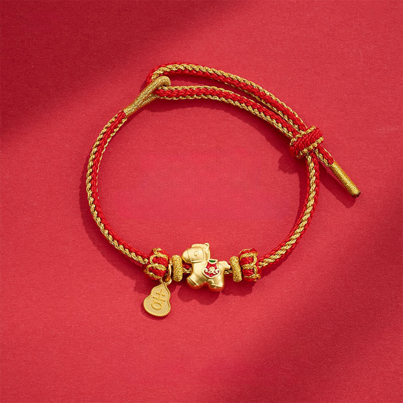 Fortune Jewel Year Of The Horse Red String Copper Braided Luck Bracelet - Fortune Jewel
