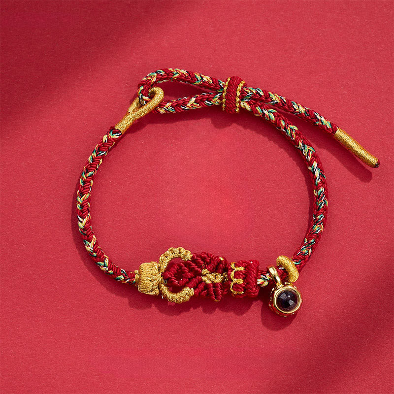 Fortune Jewel String Projection Stone Hand-woven Buddha Knots Connection Bracelet - Fortune Jewel