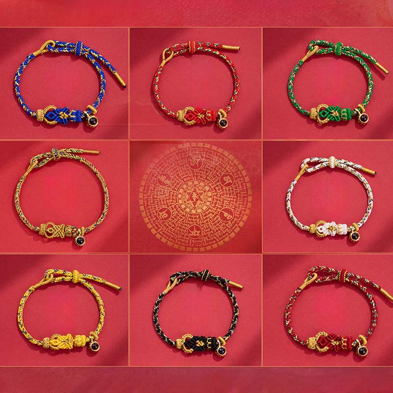 Fortune Jewel String Projection Stone Hand-woven Buddha Knots Connection Bracelet - Fortune Jewel