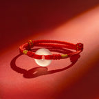Fortune Jewel White Chalcedony Peace Buckle Braided Connection Bracelet - Fortune Jewel