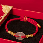 Fortune Jewel White Chalcedony Peace Buckle Connection Rope Knot Bracelet - Fortune Jewel