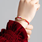 Fortune Jewel White Chalcedony Peace Buckle Connection Rope Knot Bracelet - Fortune Jewel