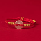 Fortune Jewel White Chalcedony Peace Buckle Connection Rope Knot Bracelet - Fortune Jewel