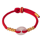 Fortune Jewel White Chalcedony Peace Buckle Connection Rope Knot Bracelet - Fortune Jewel