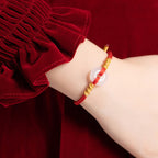 Fortune Jewel White Chalcedony Peace Buckle Connection Rope Knot Bracelet - Fortune Jewel
