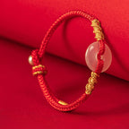 Fortune Jewel White Chalcedony Peace Buckle Connection Rope Knot Bracelet - Fortune Jewel