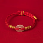 Fortune Jewel White Chalcedony Peace Buckle Connection Rope Knot Bracelet - Fortune Jewel