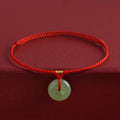 Fortune Jewel Natural Hetian Jade Peace Buckle String Abundance Bracelet Anklet - Fortune Jewel