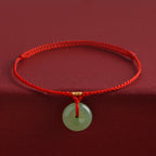 Fortune Jewel Natural Hetian Jade Peace Buckle String Abundance Bracelet Anklet - Fortune Jewel