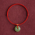 Fortune Jewel Natural Hetian Jade Peace Buckle String Abundance Bracelet Anklet - Fortune Jewel