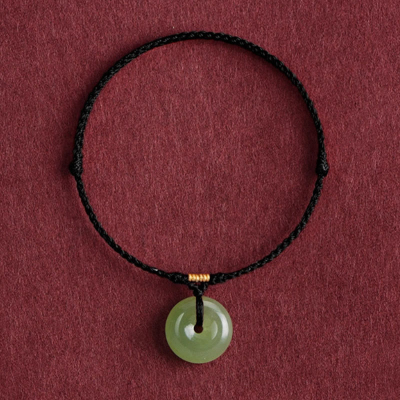 Fortune Jewel Natural Hetian Jade Peace Buckle String Abundance Bracelet Anklet - Fortune Jewel