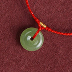 Fortune Jewel Natural Hetian Jade Peace Buckle String Abundance Bracelet Anklet - Fortune Jewel