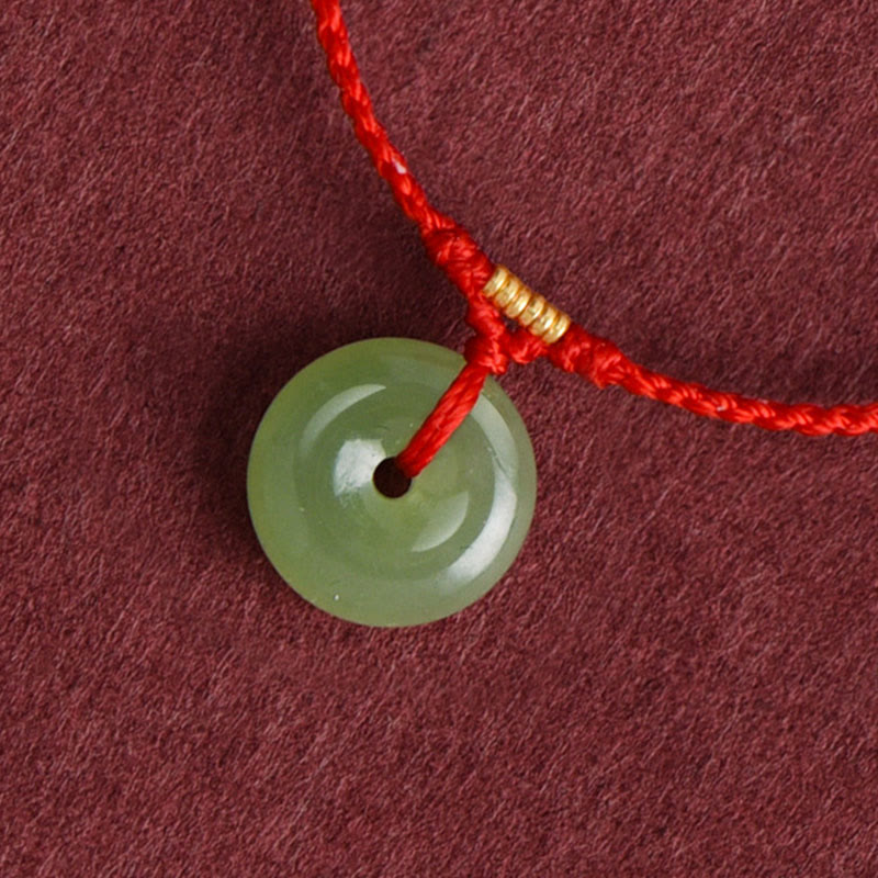 Fortune Jewel Natural Hetian Jade Peace Buckle String Abundance Bracelet Anklet - Fortune Jewel