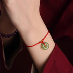 Fortune Jewel Natural Hetian Jade Peace Buckle String Abundance Bracelet Anklet - Fortune Jewel