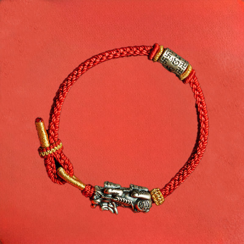 Fortune Jewel 925 Sterling Silver Pixiu Om Mani Padme Hum Protection String Bracelet - Fortune Jewel