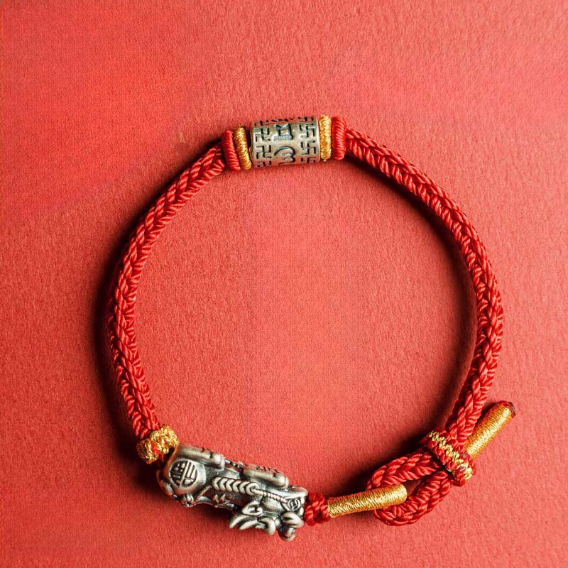 Fortune Jewel 925 Sterling Silver Pixiu Om Mani Padme Hum Protection String Bracelet - Fortune Jewel