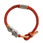 Fortune Jewel 925 Sterling Silver Pixiu Om Mani Padme Hum Protection String Bracelet - Fortune Jewel