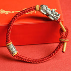 Fortune Jewel 925 Sterling Silver Pixiu Om Mani Padme Hum Protection String Bracelet - Fortune Jewel