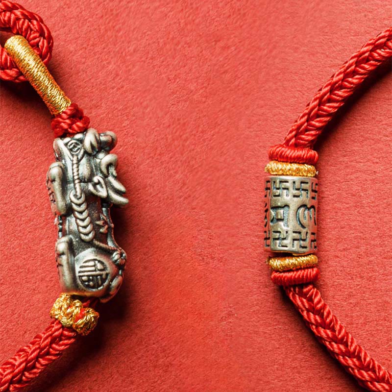 Fortune Jewel 925 Sterling Silver Pixiu Om Mani Padme Hum Protection String Bracelet - Fortune Jewel