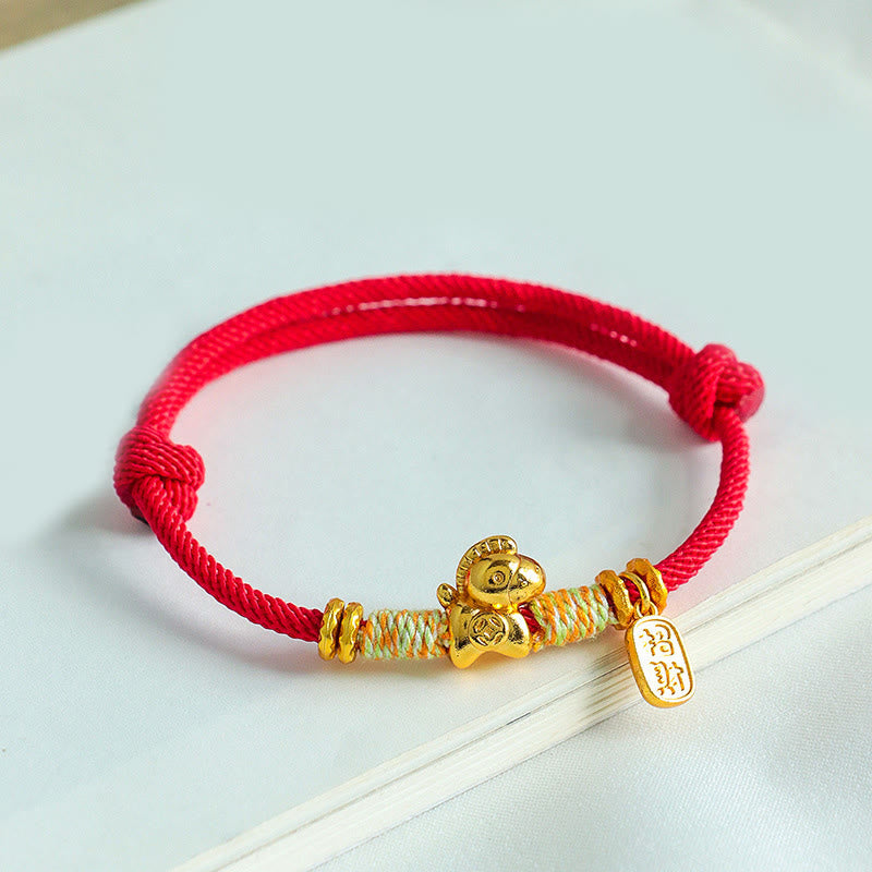 Fortune Jewel Year Of The Horse Red String Black String Lucky Fortune Charm Braided Connection Bracelet - Fortune Jewel