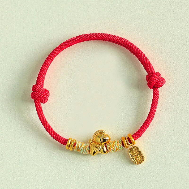 Fortune Jewel Year Of The Horse Red String Black String Lucky Fortune Charm Braided Connection Bracelet - Fortune Jewel