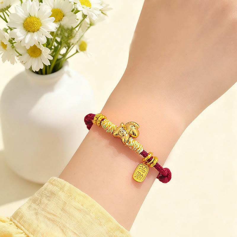Fortune Jewel Year Of The Horse Red String Black String Lucky Fortune Charm Braided Connection Bracelet - Fortune Jewel
