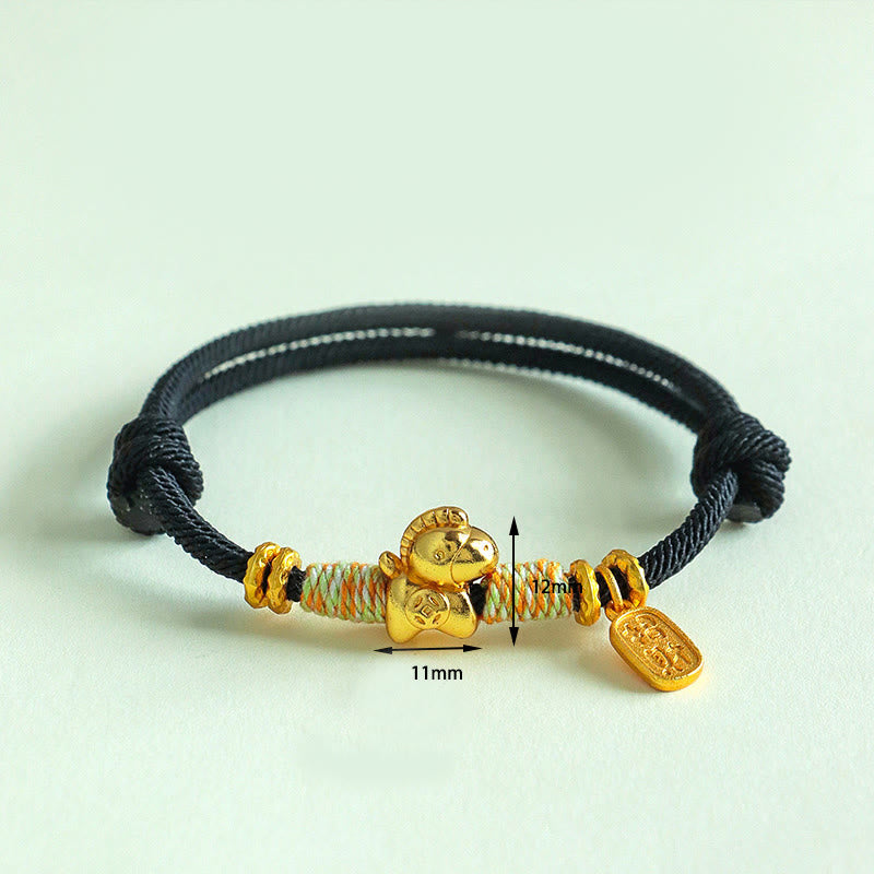 Fortune Jewel Year Of The Horse Red String Black String Lucky Fortune Charm Braided Connection Bracelet - Fortune Jewel