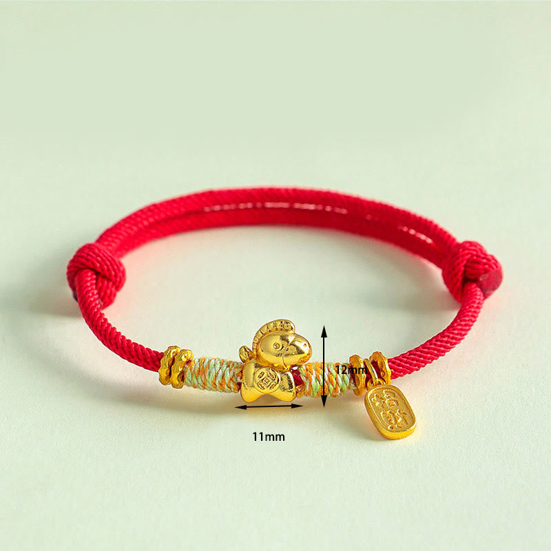 Fortune Jewel Year Of The Horse Red String Black String Lucky Fortune Charm Braided Connection Bracelet - Fortune Jewel