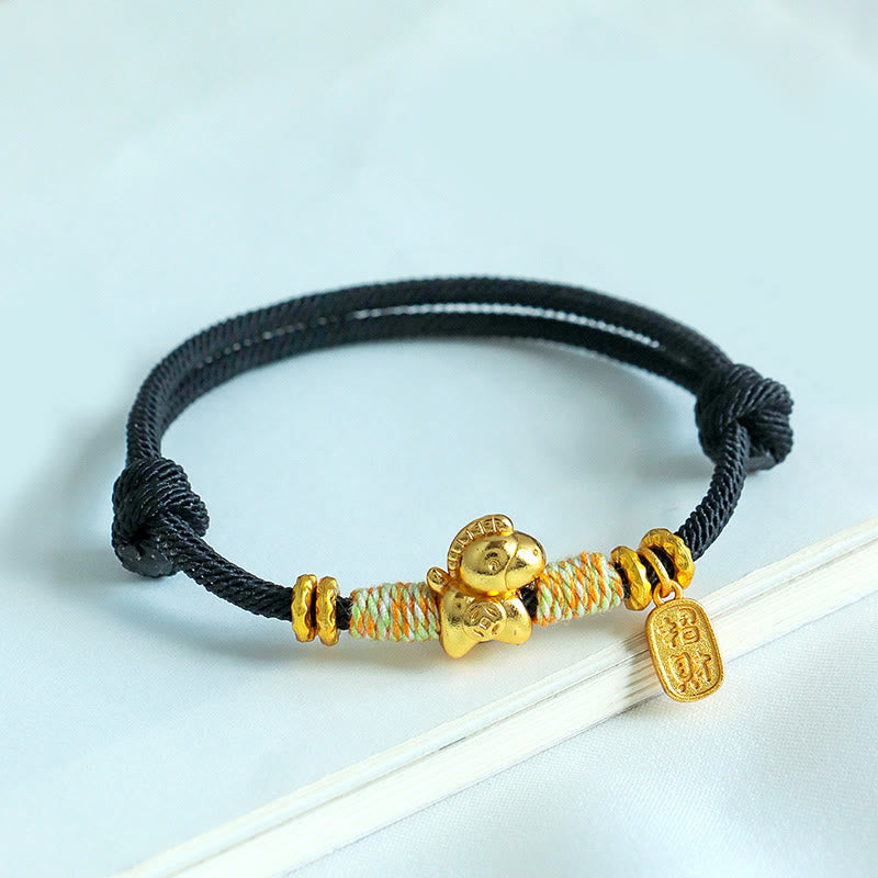 Fortune Jewel Year Of The Horse Red String Black String Lucky Fortune Charm Braided Connection Bracelet - Fortune Jewel