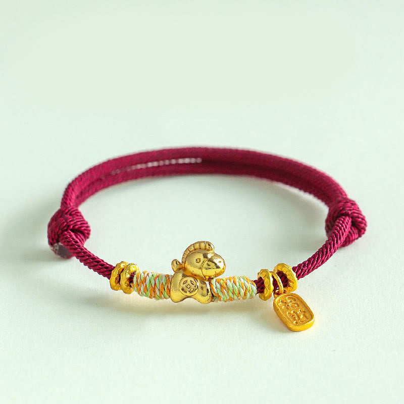 Fortune Jewel Year Of The Horse Red String Black String Lucky Fortune Charm Braided Connection Bracelet - Fortune Jewel