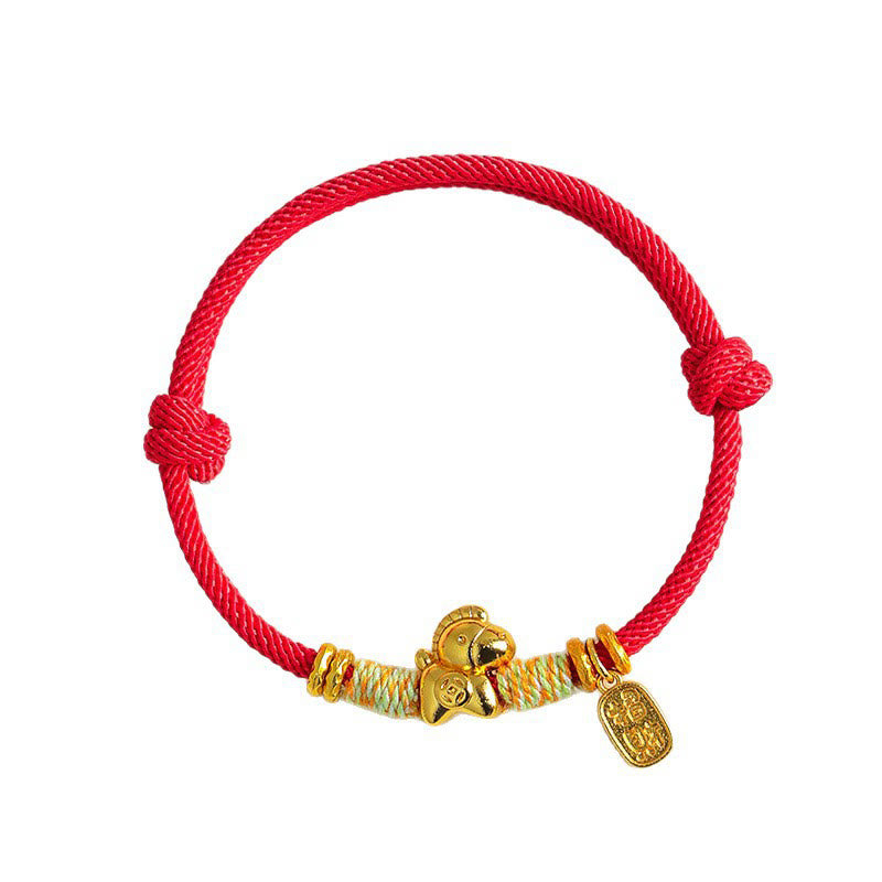 Fortune Jewel Year Of The Horse Red String Black String Lucky Fortune Charm Braided Connection Bracelet - Fortune Jewel