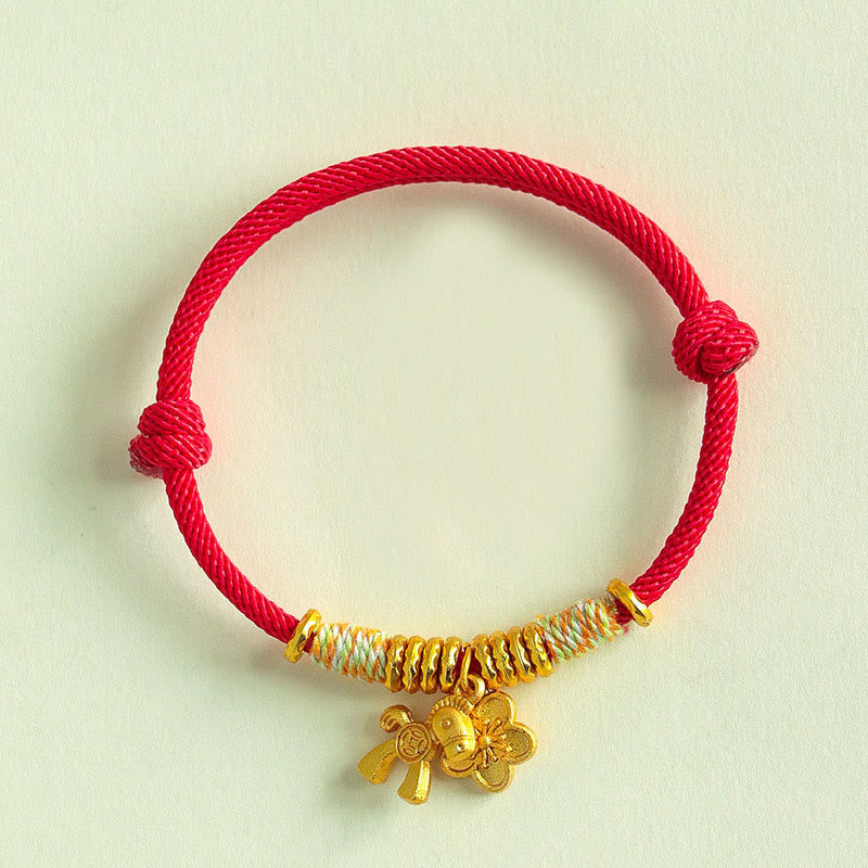 Fortune Jewel Year Of The Horse Flower Charm Red String Connection Handmade Bracelet - Fortune Jewel
