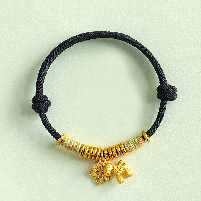 Fortune Jewel Year Of The Horse Flower Charm Red String Connection Handmade Bracelet - Fortune Jewel